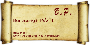Berzsenyi Pál névjegykártya